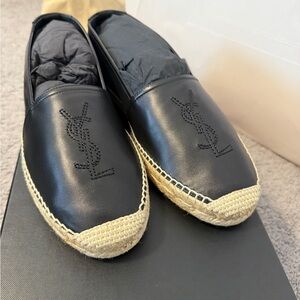 Authentic Saint Laurent Black Leather Espadrilles